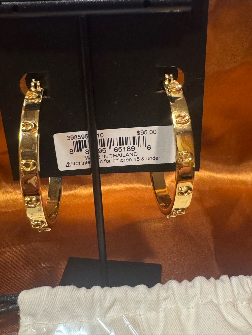 NWT COACH Gold Logo Hoop Earrings Comes with Dusty - Authentic - Picture 4 of 5